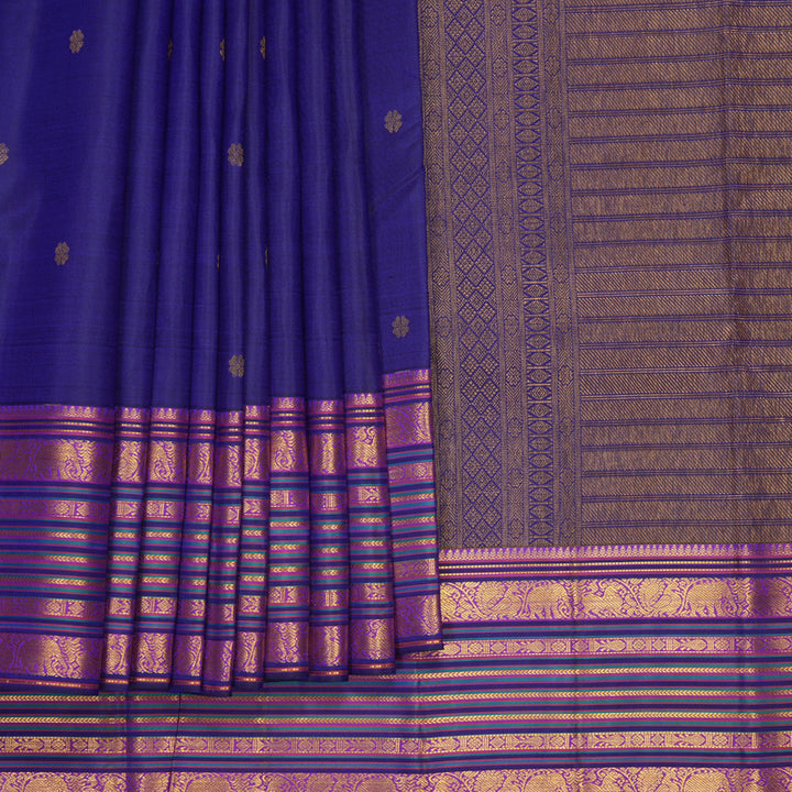 Hayagrivas Handloom MS Blue Kanjivaram Silk Saree SSCBF153H2-5