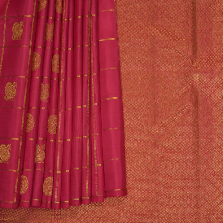 Hayagrivas Handloom Turmeric Yellow Kanjivaram Silk Saree with Red Border SSCBF153H5-1