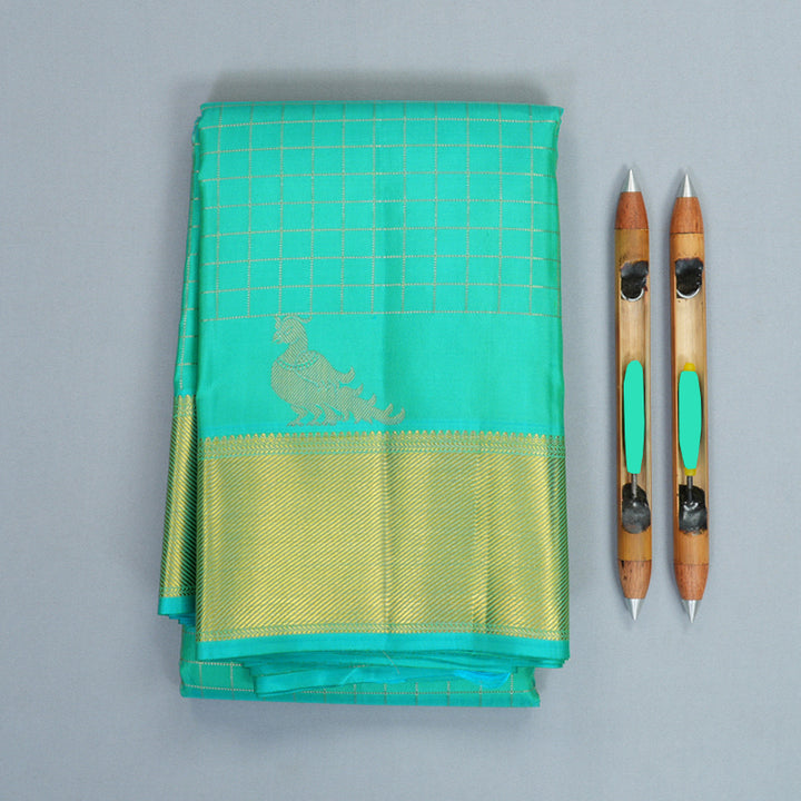 Hayagrivas Handloom Bright Teal Kanjivaram Silk Saree SSCBF153H8-1