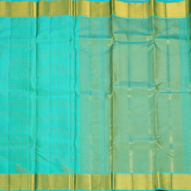 Hayagrivas Handloom Bright Teal Kanjivaram Silk Saree SSCBF153H8-1