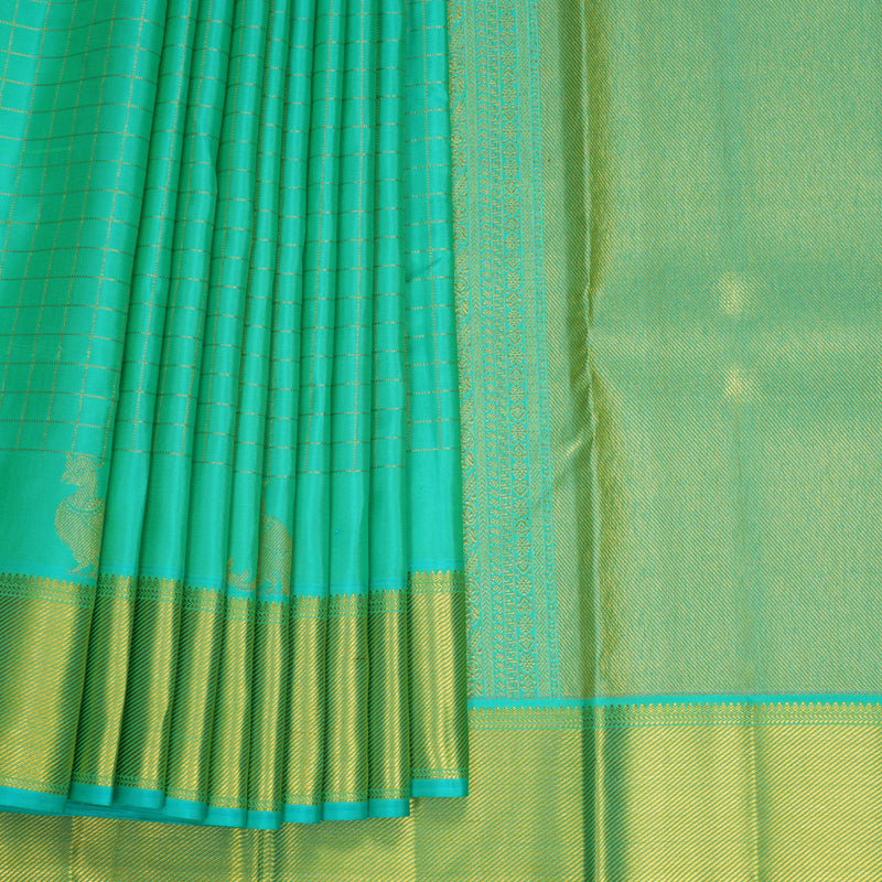 Hayagrivas Handloom Bright Teal Kanjivaram Silk Saree SSCBF153H8-1