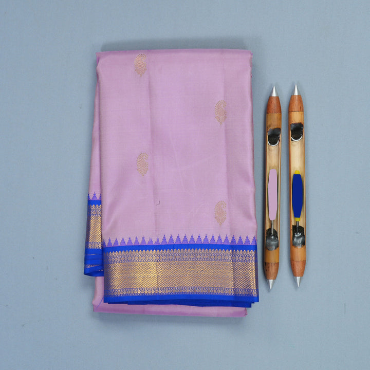 Hayagrivas Handloom Lavender Kanjivaram Silk Saree with MS Blue Border SSCBF153H8-13