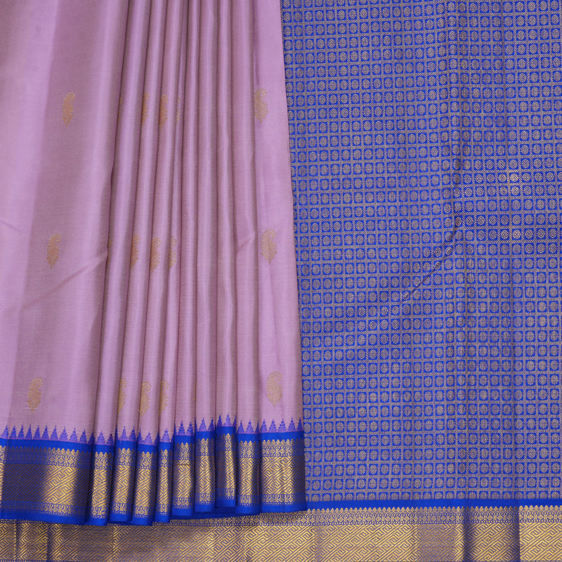 Hayagrivas Handloom Lavender Kanjivaram Silk Saree with MS Blue Border SSCBF153H8-13