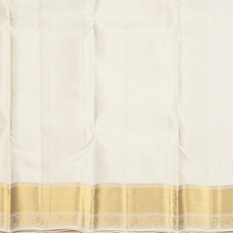 Hayagrivas Handloom Half-White Kanjivaram Silk Saree SSCBF153H9-5