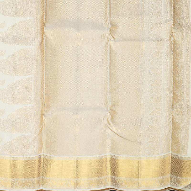 Hayagrivas Handloom Half-White Kanjivaram Silk Saree SSCBF153H9-5