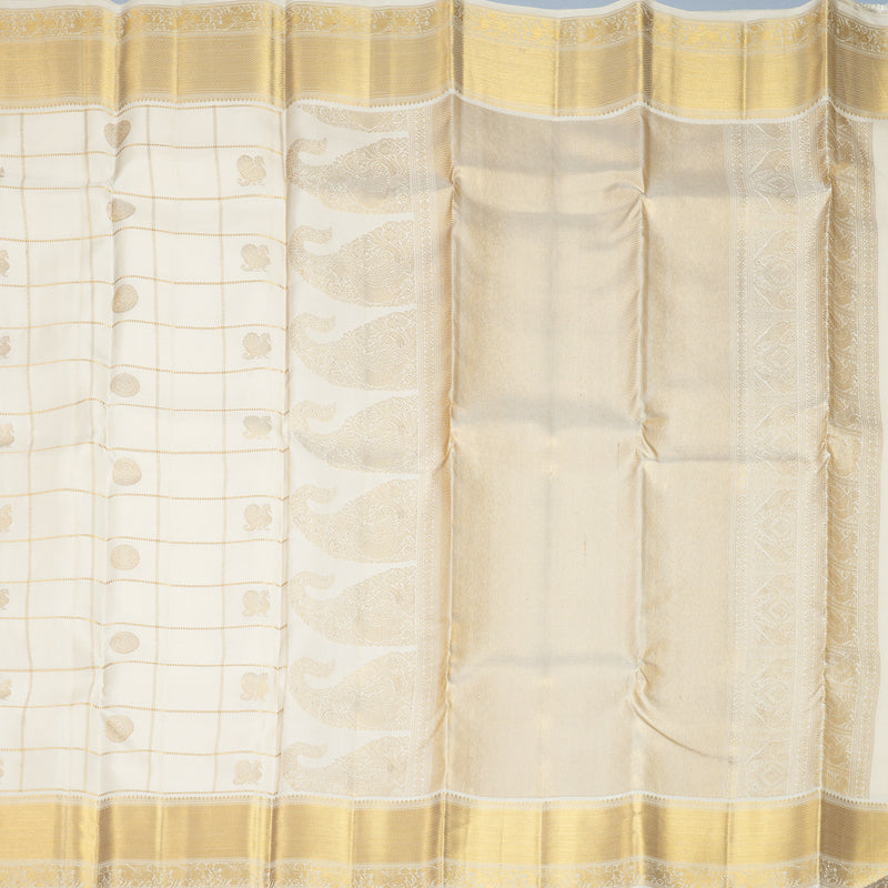 Hayagrivas Handloom Half-White Kanjivaram Silk Saree SSCBF153H9-5