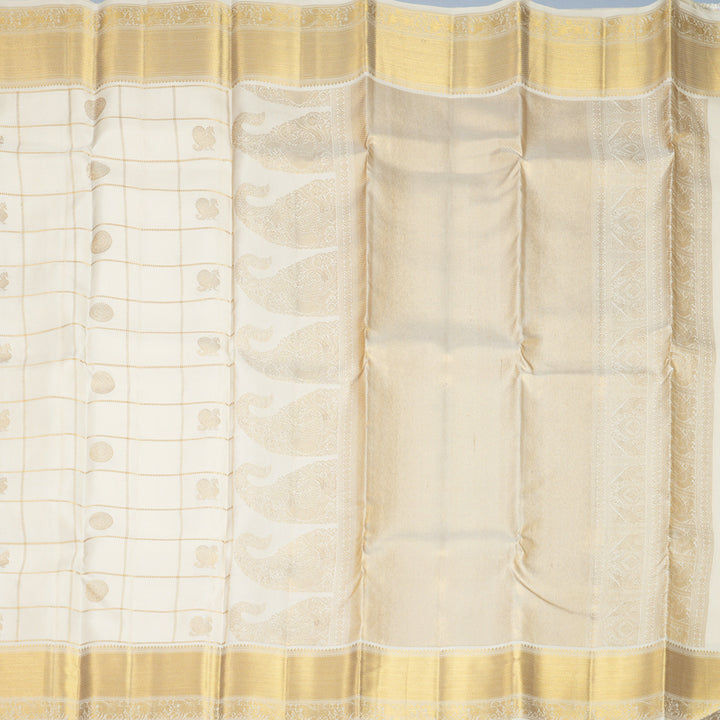 Hayagrivas Handloom Half-White Kanjivaram Silk Saree SSCBF153H9-5