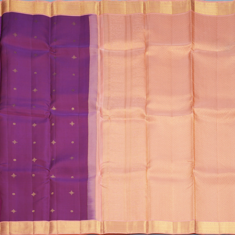Hayagrivas Handloom Purple Kanjivaram Silk Saree with Peach Orange Border SSCBF159H1-1