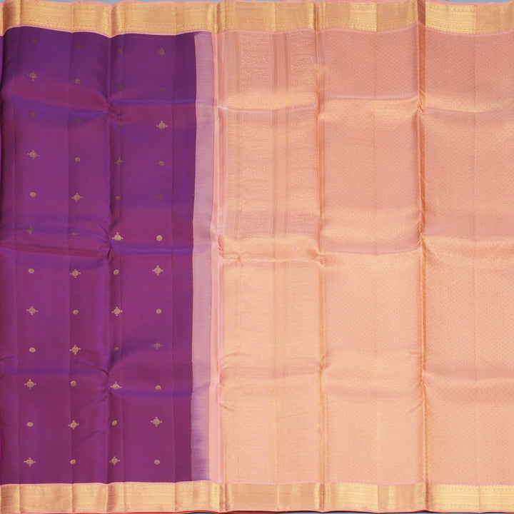 Hayagrivas Handloom Purple Kanjivaram Silk Saree with Peach Orange Border SSCBF159H1-1