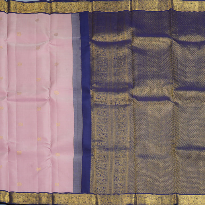 Hayagrivas Handloom Onion Pink Kanjivaram Silk Saree with Navy Blue Border SSCBF159H1-2