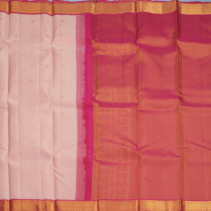 Hayagrivas Handloom Mild Peach Pink Kanjivaram Silk Saree with Pink Border SSCBF159H1-3