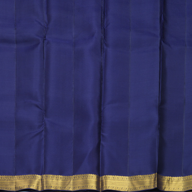 Hayagrivas Handloom Half-White Kanjivaram Silk Saree with Navy Blue Border SSCBF159H1-4
