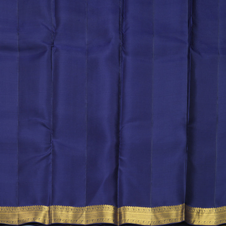 Hayagrivas Handloom Half-White Kanjivaram Silk Saree with Navy Blue Border SSCBF159H1-4