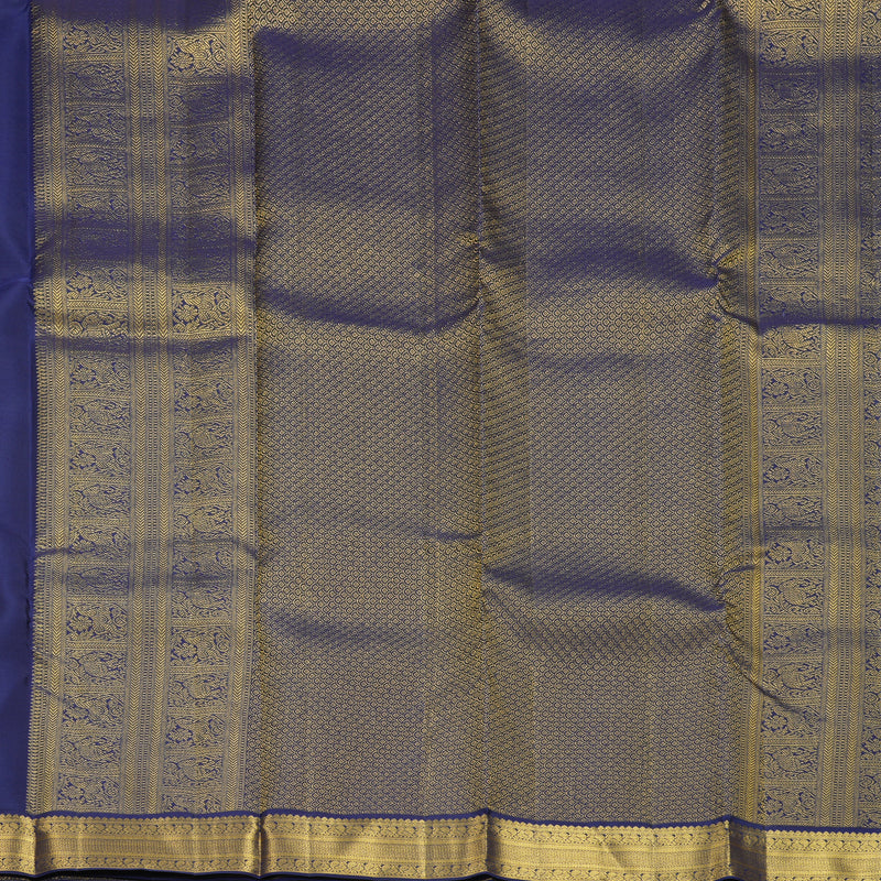 Hayagrivas Handloom Half-White Kanjivaram Silk Saree with Navy Blue Border SSCBF159H1-4
