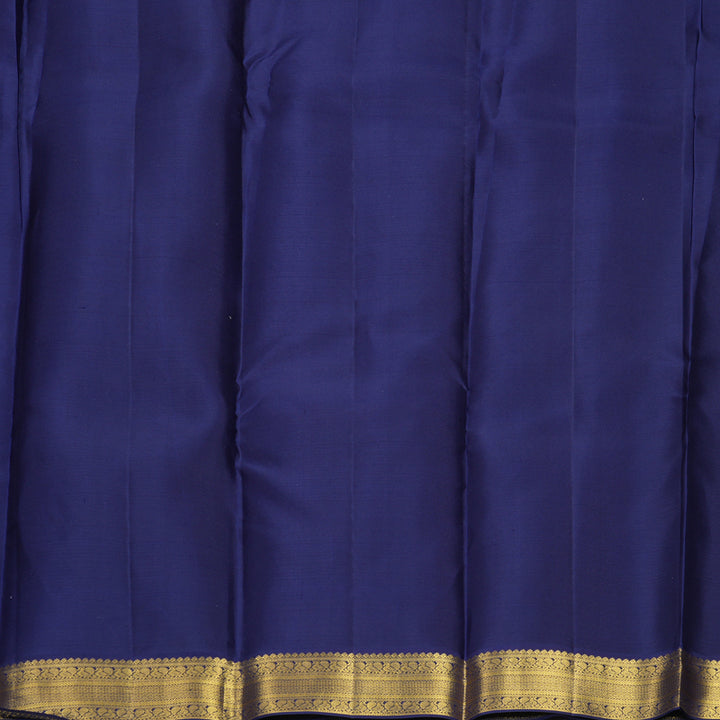 Hayagrivas Handloom Creamy Peach Kanjivaram Silk Saree with Navy Blue Border SSCBF159H1-5