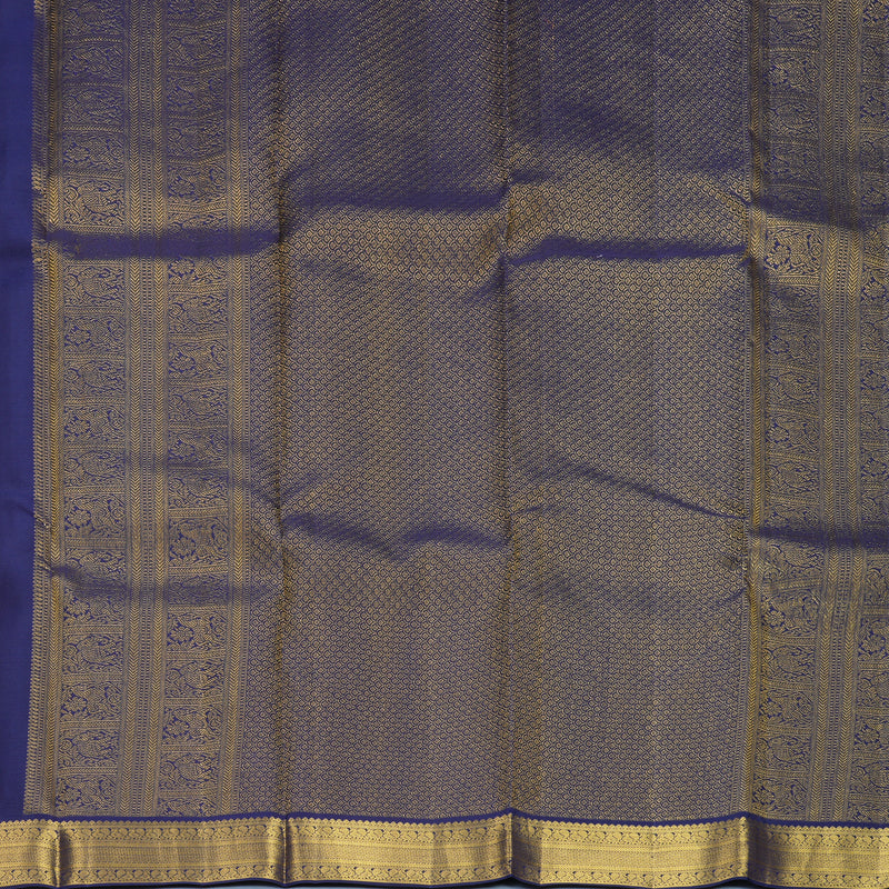 Hayagrivas Handloom Creamy Peach Kanjivaram Silk Saree with Navy Blue Border SSCBF159H1-5