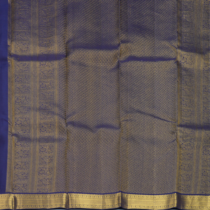 Hayagrivas Handloom Creamy Peach Kanjivaram Silk Saree with Navy Blue Border SSCBF159H1-5