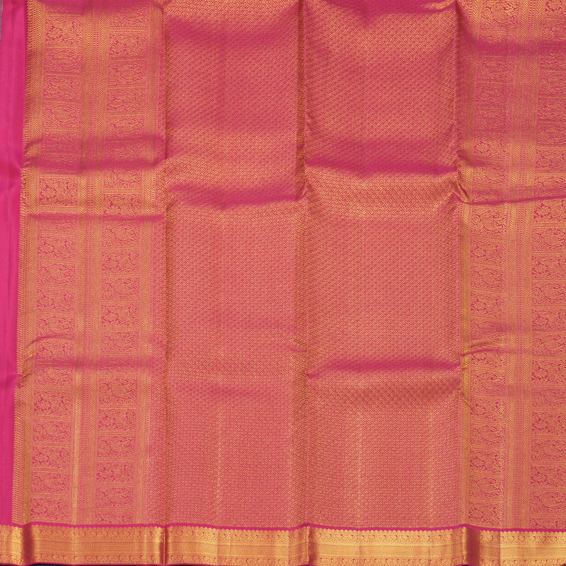Hayagrivas Handloom Sea Blue Kanjivaram Silk Saree with Pink Border SSCBF159H1-6
