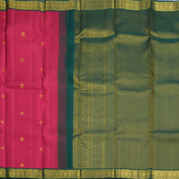 Hayagrivas Handloom Rani Pink Kanjivaram Silk Saree with Bottle Green Border SSCBF159H1-7