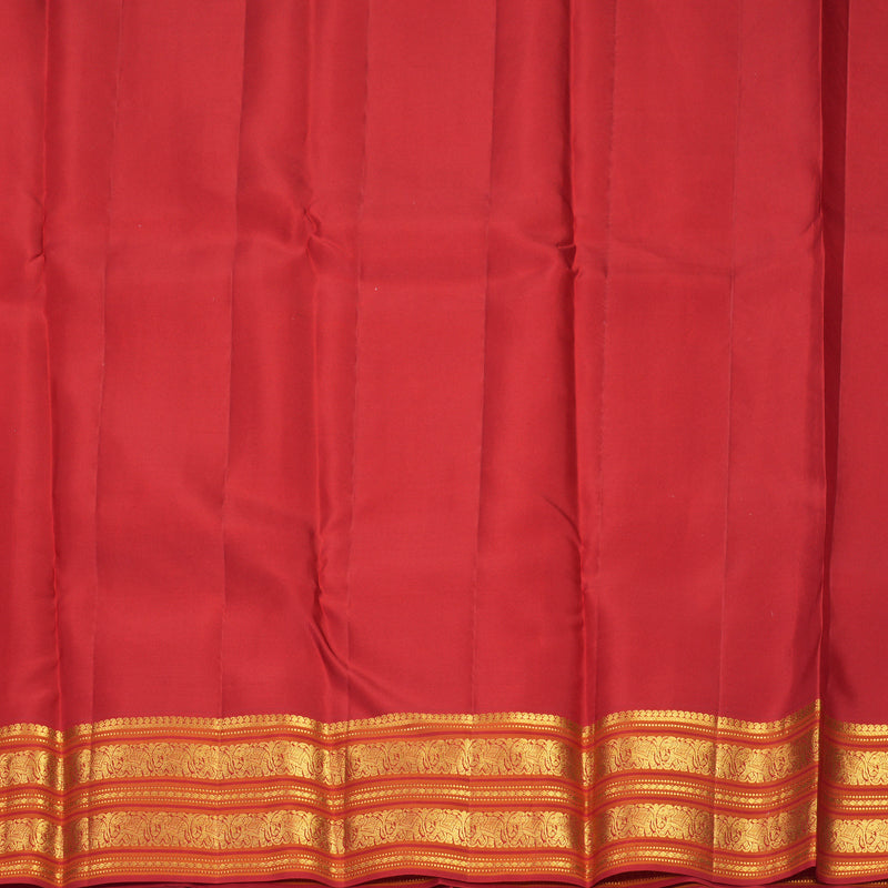 Hayagrivas Handloom Half-White Kanjivaram Silk Saree with Red Border SSCBF159H10-1