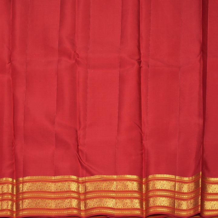 Hayagrivas Handloom Half-White Kanjivaram Silk Saree with Red Border SSCBF159H10-1