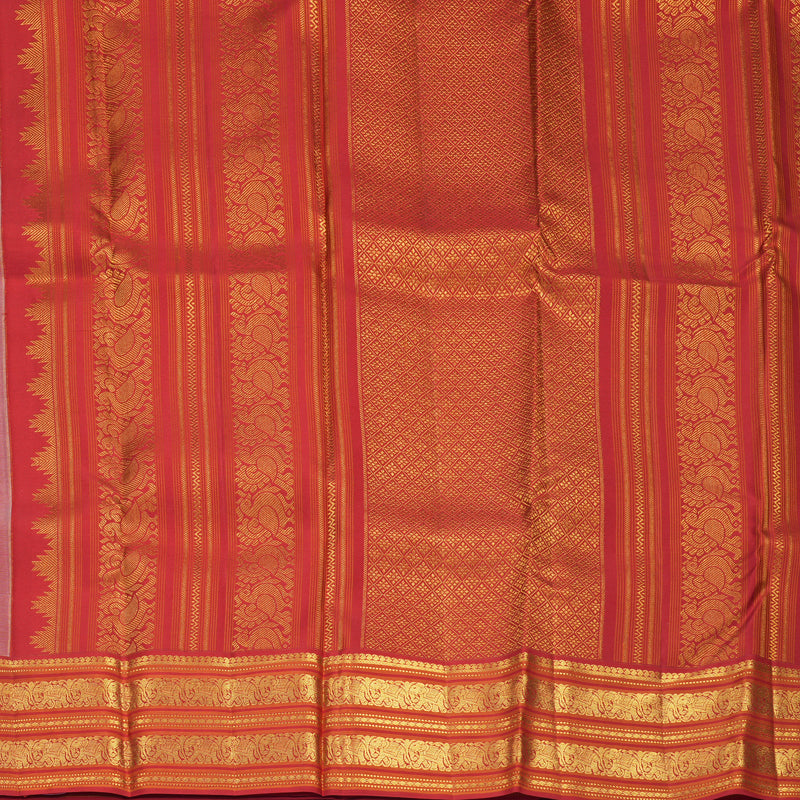 Hayagrivas Handloom Half-White Kanjivaram Silk Saree with Red Border SSCBF159H10-1
