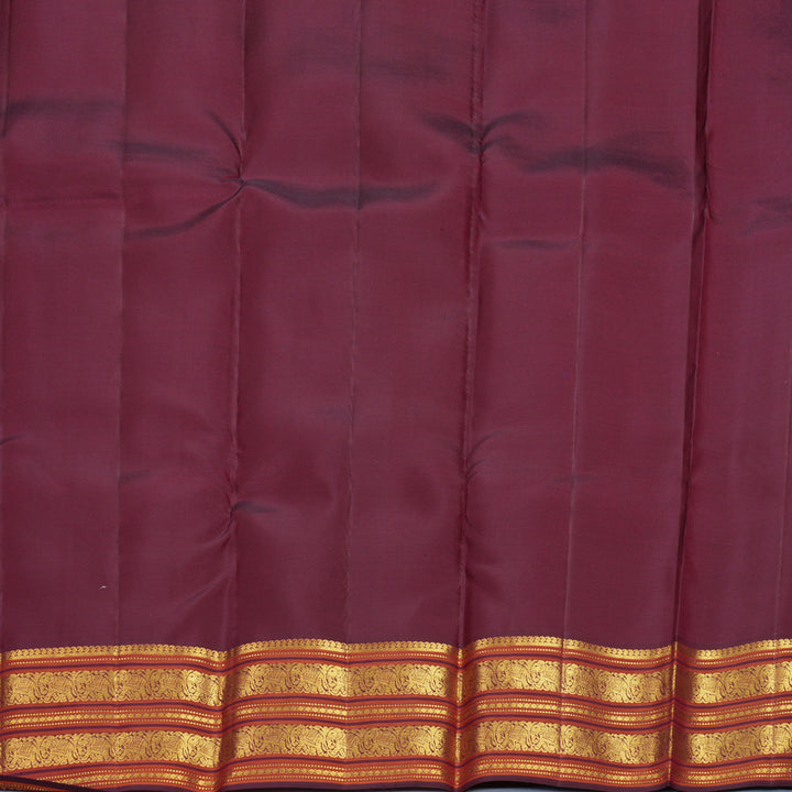 Hayagrivas Handloom Creamy Peach Kanjivaram Silk Saree with Burgundy Border SSCBF159H10-3