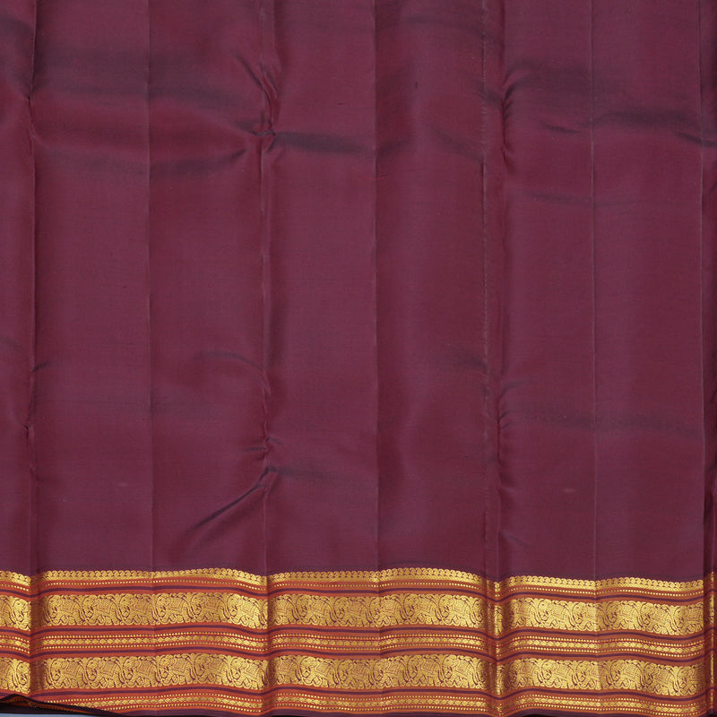 Hayagrivas Handloom Parrot Green Kanjivaram Silk Saree with Burgundy Border SSCBF159H10-4