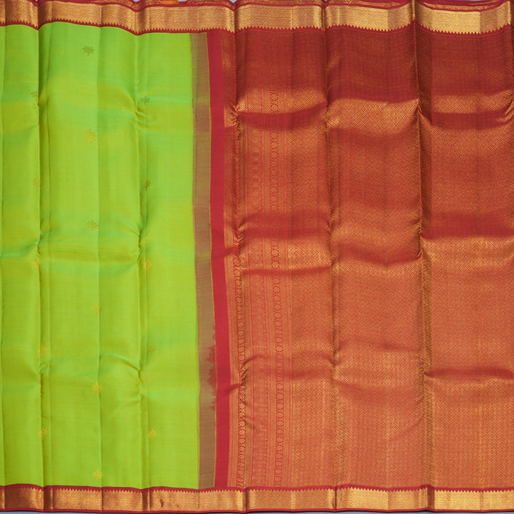 Hayagrivas Handloom Fluorescent Green Kanjivaram Silk Saree with Red Border SSCBF159H11-2