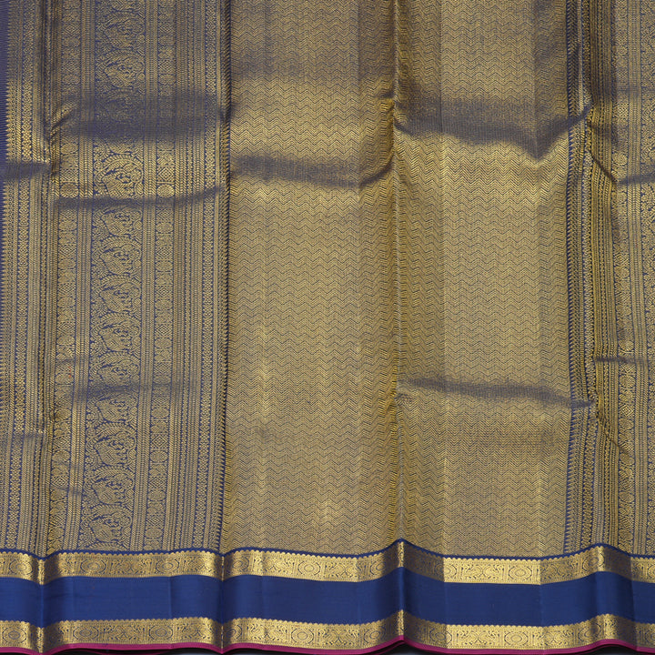 Hayagrivas Handloom Fanta Orange Kanjivaram Silk Saree with Navy Blue Border SSCBF159H12-1