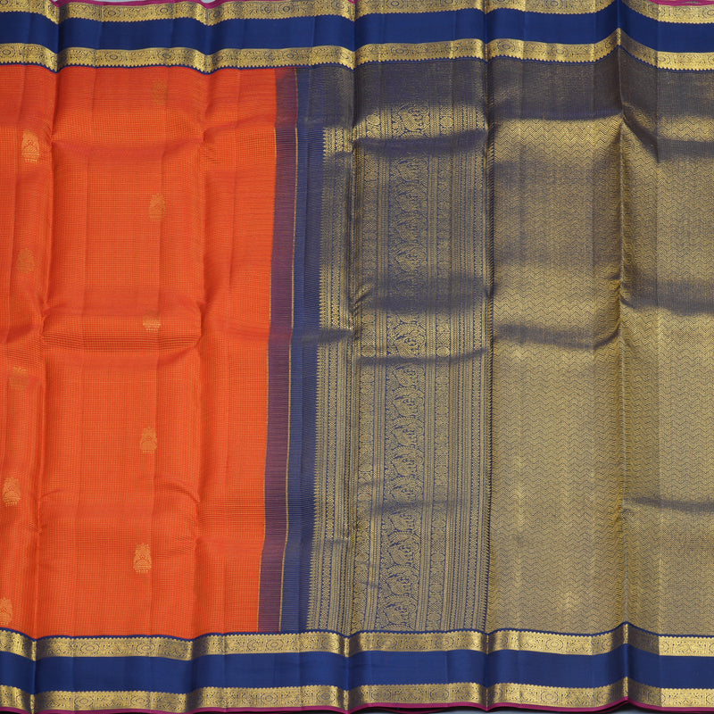 Hayagrivas Handloom Fanta Orange Kanjivaram Silk Saree with Navy Blue Border SSCBF159H12-1