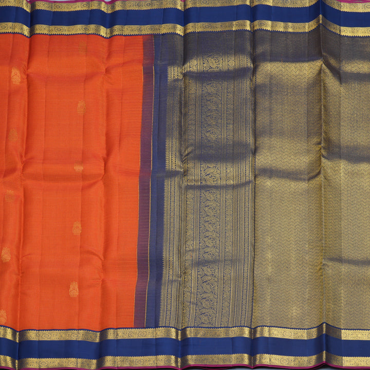 Hayagrivas Handloom Fanta Orange Kanjivaram Silk Saree with Navy Blue Border SSCBF159H12-1