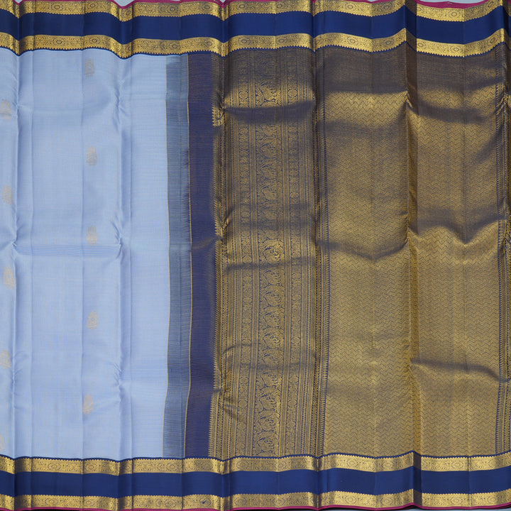 Hayagrivas Handloom Powder Blue Kanjivaram Silk Saree with Navy Blue Border SSCBF159H12-2
