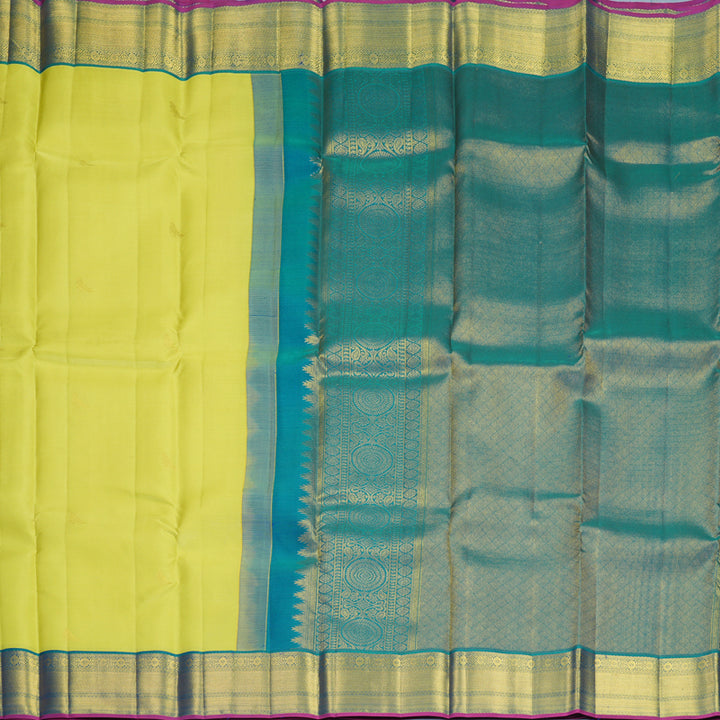 Hayagrivas Handloom Pista Green Kanjivaram Silk Saree with Mayilkazhuthu Border SSCBF159H13-1