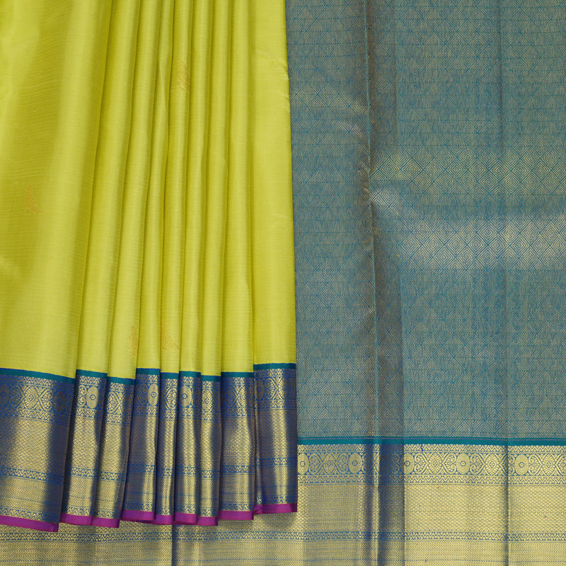 Hayagrivas Handloom Pista Green Kanjivaram Silk Saree with Mayilkazhuthu Border SSCBF159H13-1