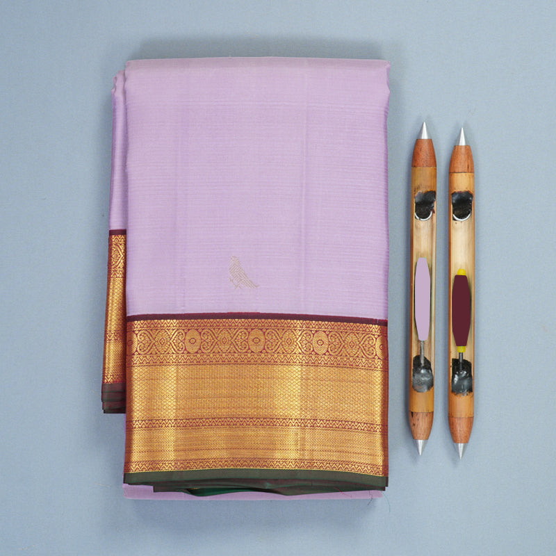 Hayagrivas Handloom Lilac Kanjivaram Silk Saree with Burgundy Border SSCBF159H13-3