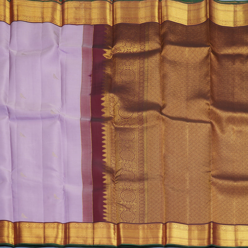 Hayagrivas Handloom Lilac Kanjivaram Silk Saree with Burgundy Border SSCBF159H13-3
