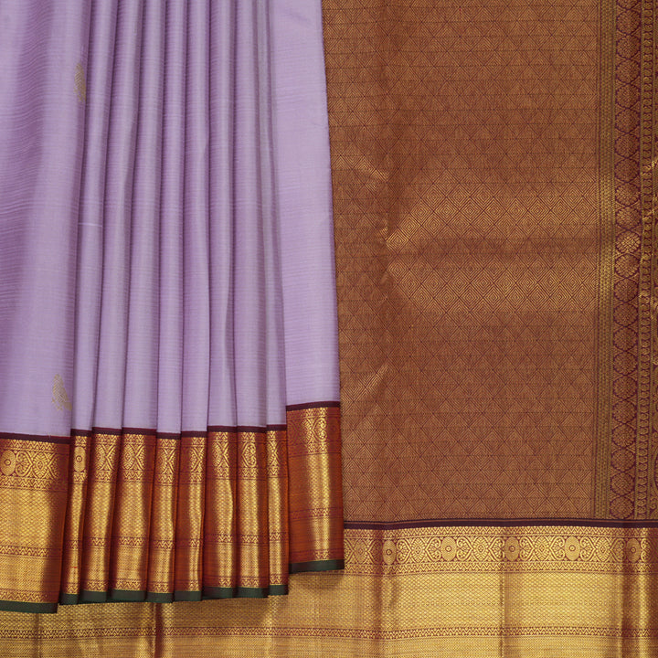 Hayagrivas Handloom Lilac Kanjivaram Silk Saree with Burgundy Border SSCBF159H13-3