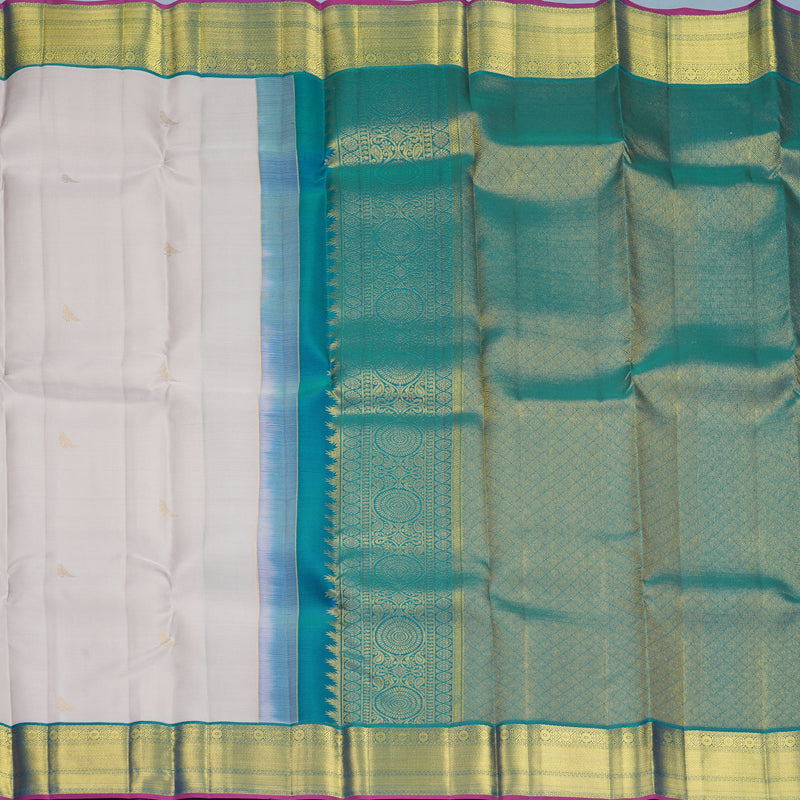 Hayagrivas Handloom Cream Kanjivaram Silk Saree with Mayilkazhuthu Border SSCBF159H13-4