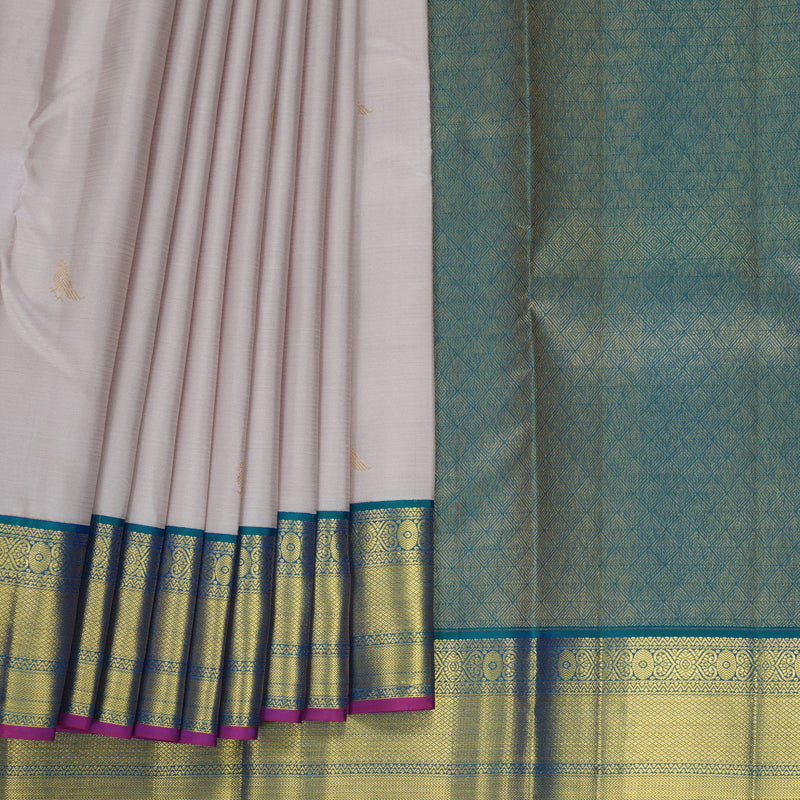 Hayagrivas Handloom Cream Kanjivaram Silk Saree with Mayilkazhuthu Border SSCBF159H13-4