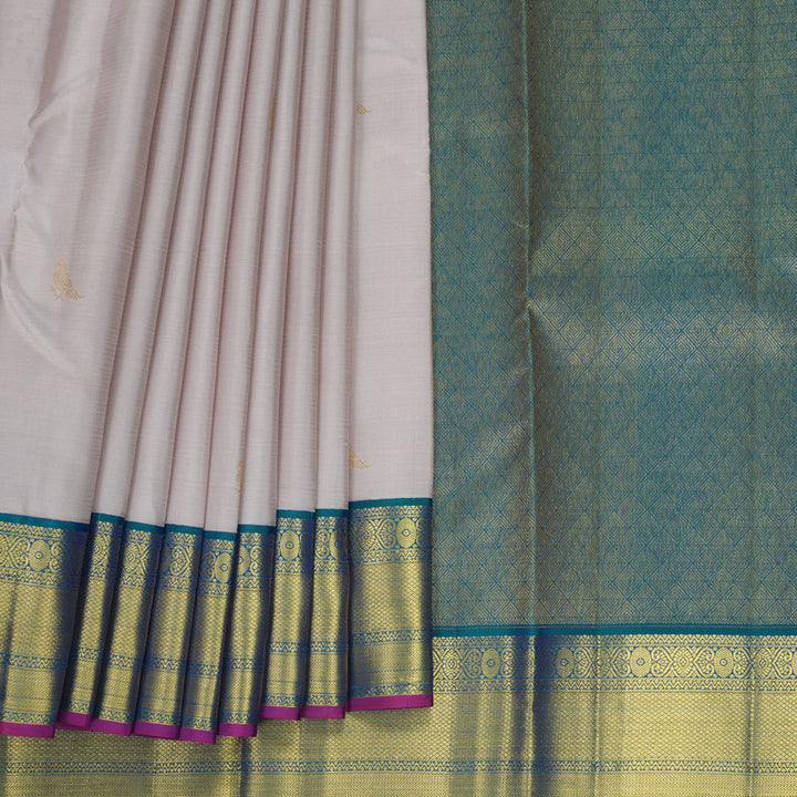 Hayagrivas Handloom Cream Kanjivaram Silk Saree with Mayilkazhuthu Border SSCBF159H13-4