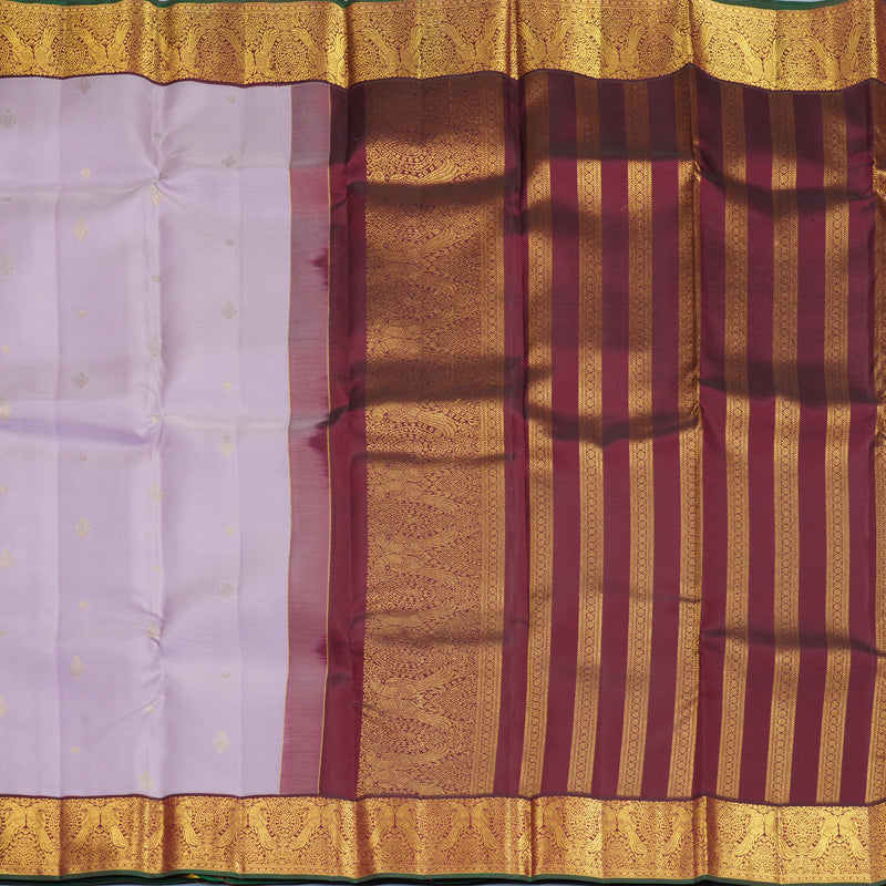 Hayagrivas Handloom Lilac Kanjivaram Silk Saree with Wine Maroon Border SSCBF159H13-5