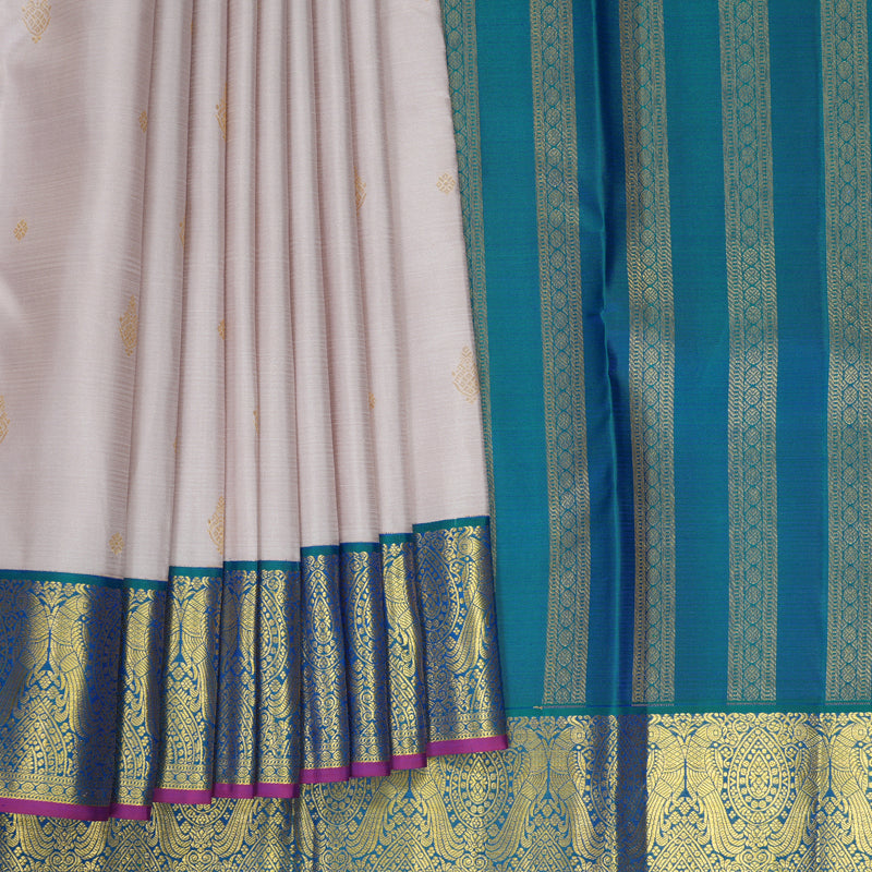 Hayagrivas Handloom Cream Kanjivaram Silk Saree with Mayilkazhuthu Border SSCBF159H13-6