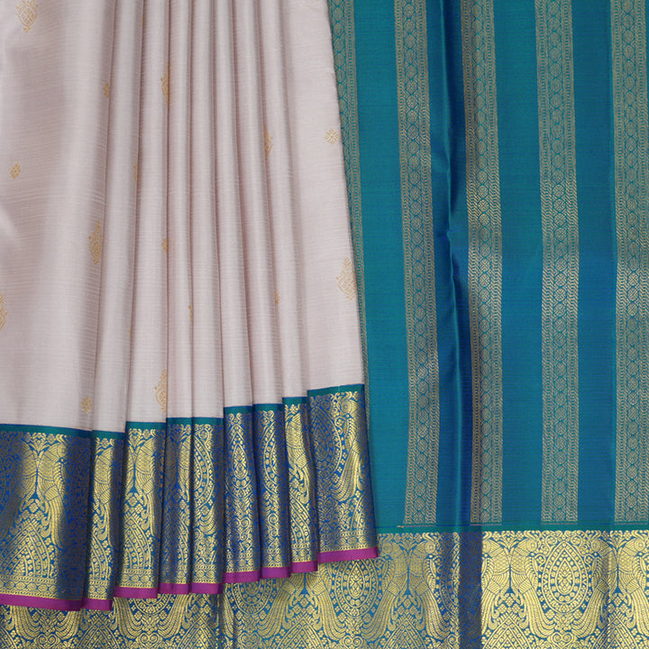 Hayagrivas Handloom Cream Kanjivaram Silk Saree with Mayilkazhuthu Border SSCBF159H13-6
