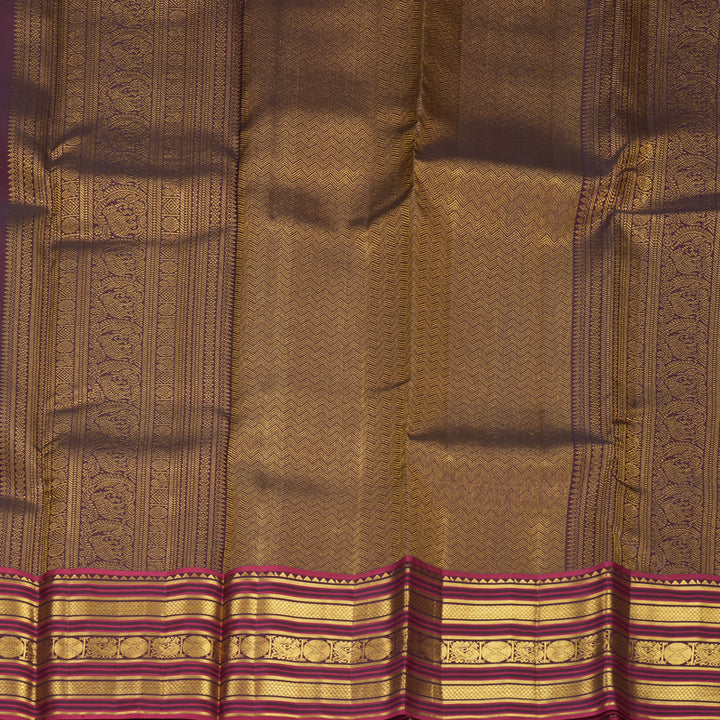 Hayagrivas Handloom Yellow &amp; White Checks Kanjivaram Silk Saree with Maroon Border SSCBF159H14-1