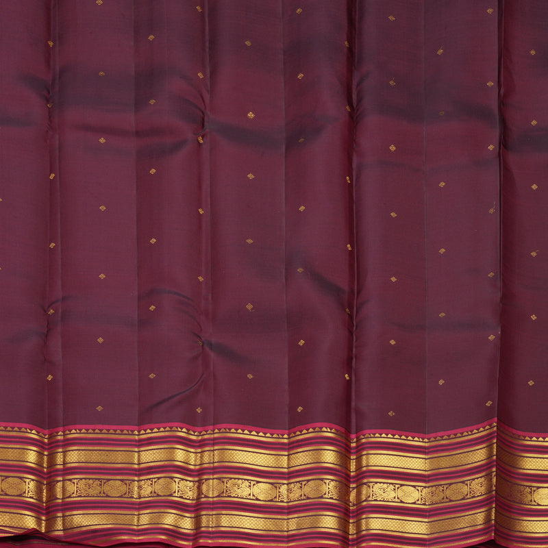 Hayagrivas Handloom Mauve &amp; Half-White Checks Kanjivaram Silk Saree with Maroon Border SSCBF159H14-2