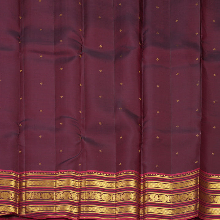 Hayagrivas Handloom Mauve &amp; Half-White Checks Kanjivaram Silk Saree with Maroon Border SSCBF159H14-2