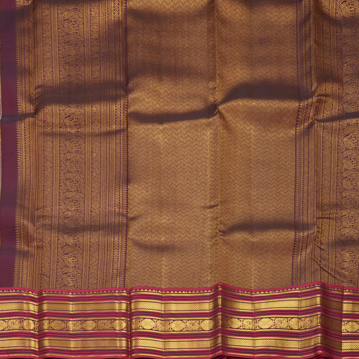 Hayagrivas Handloom Mauve &amp; Half-White Checks Kanjivaram Silk Saree with Maroon Border SSCBF159H14-2