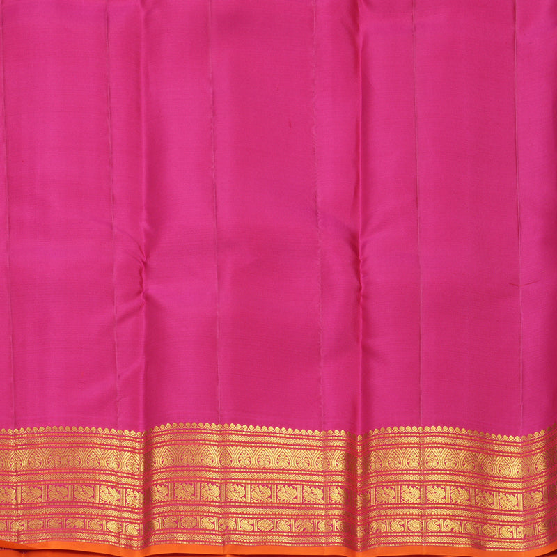 Hayagrivas Handloom Fluorescent Green Kanjivaram Silk Saree with Pink Border SSCBF159H15-1