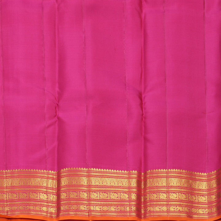 Hayagrivas Handloom Fluorescent Green Kanjivaram Silk Saree with Pink Border SSCBF159H15-1